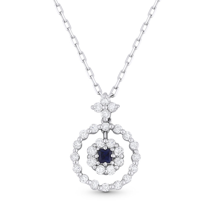 Madison L 18K White Gold Sapphire Round Pendant - style DP4328