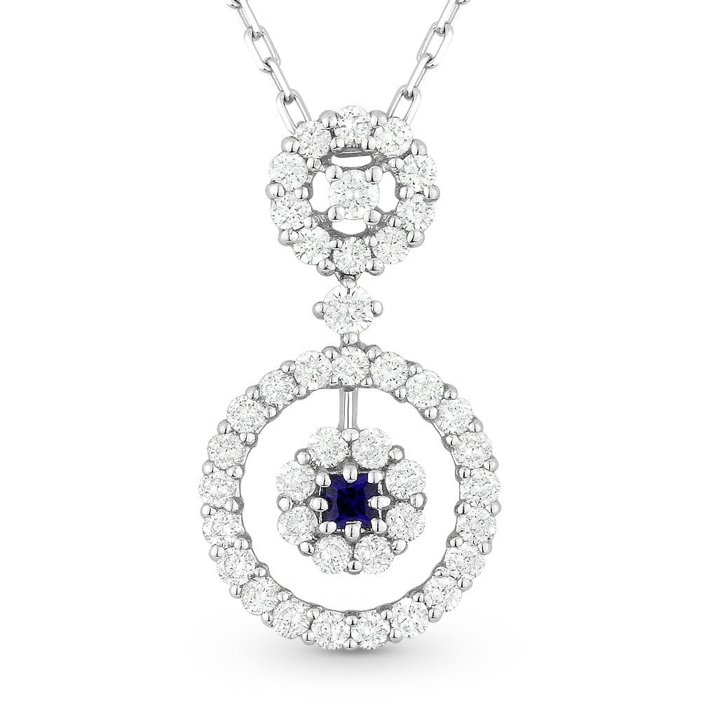 Madison L 18K White Gold Sapphire Round Pendant - style DP4473