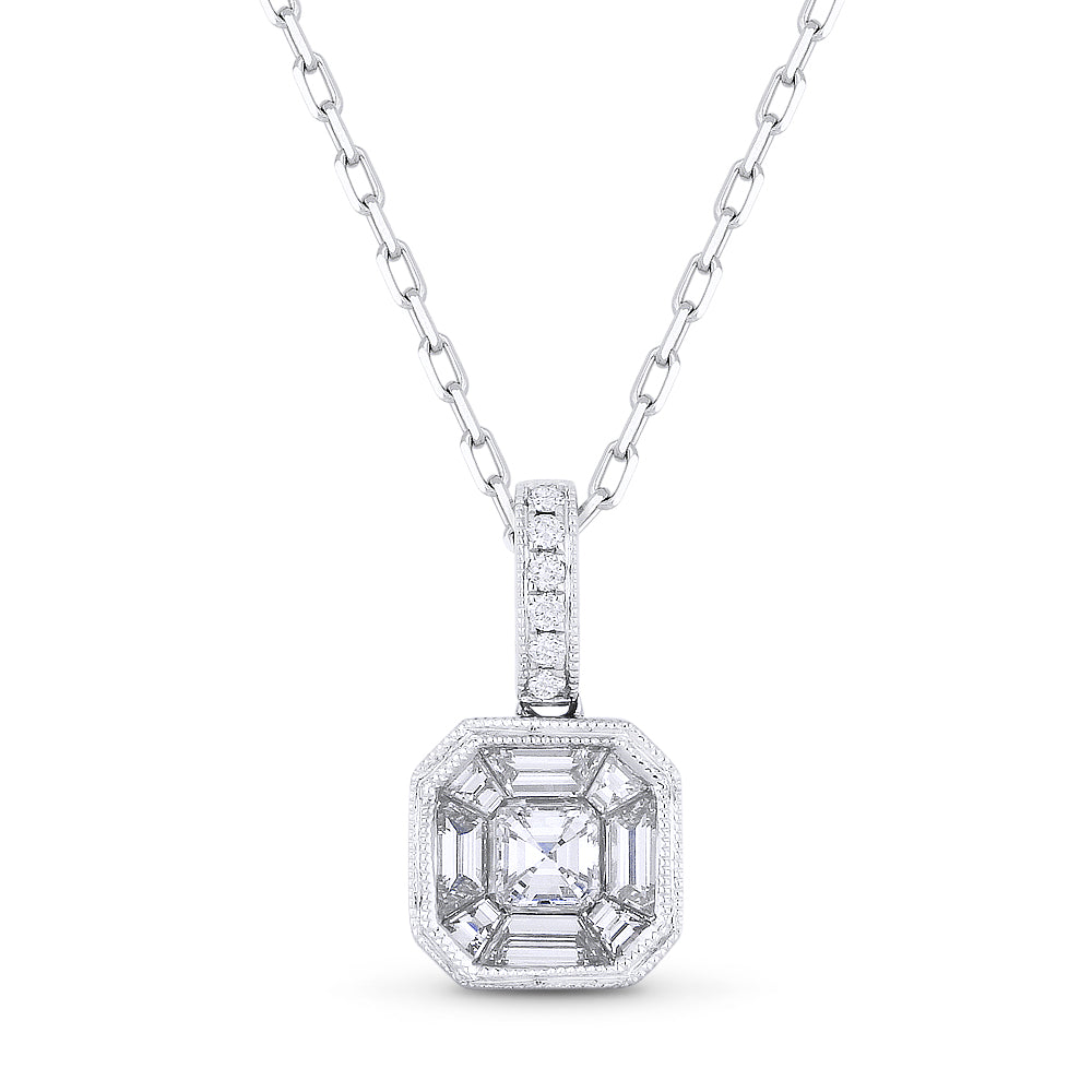 Madison L 18K White Gold Diamond Cluster Pendant - style DP5040