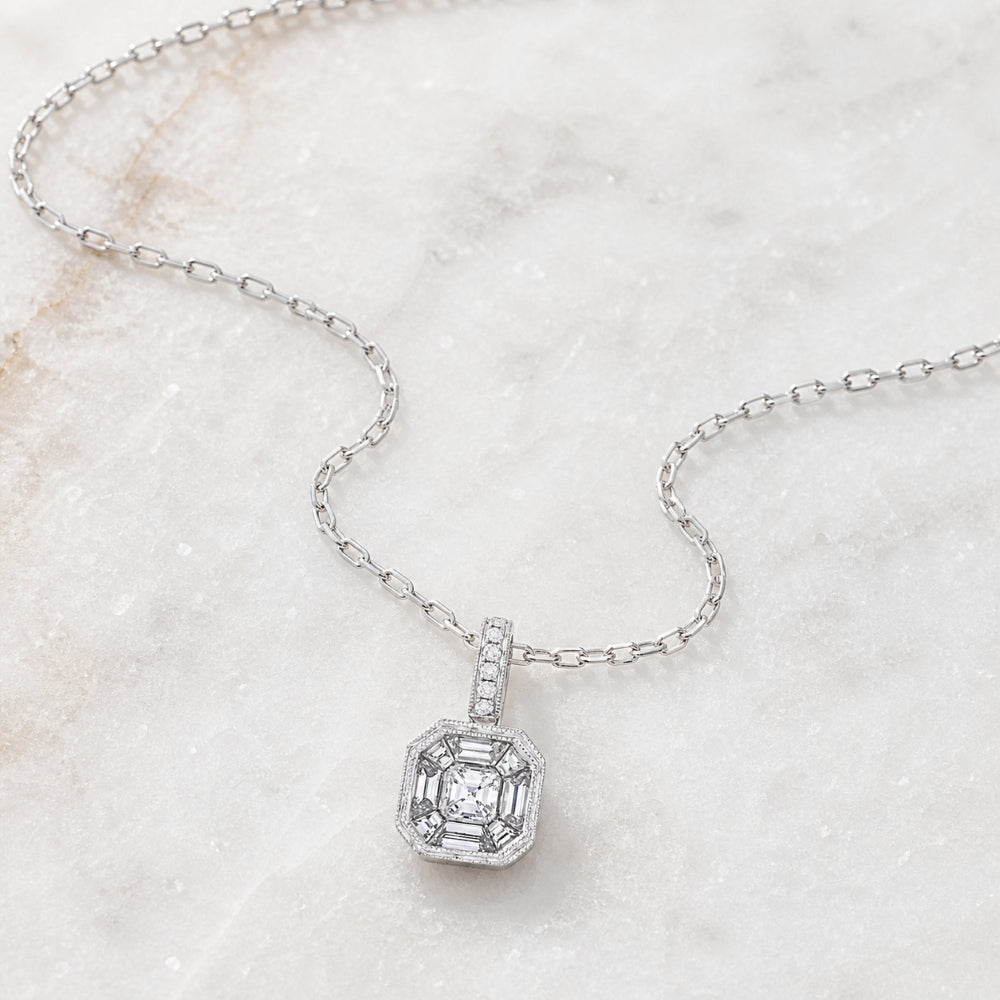 DP5040 - 18K White Gold Diamond Cluster Pendant