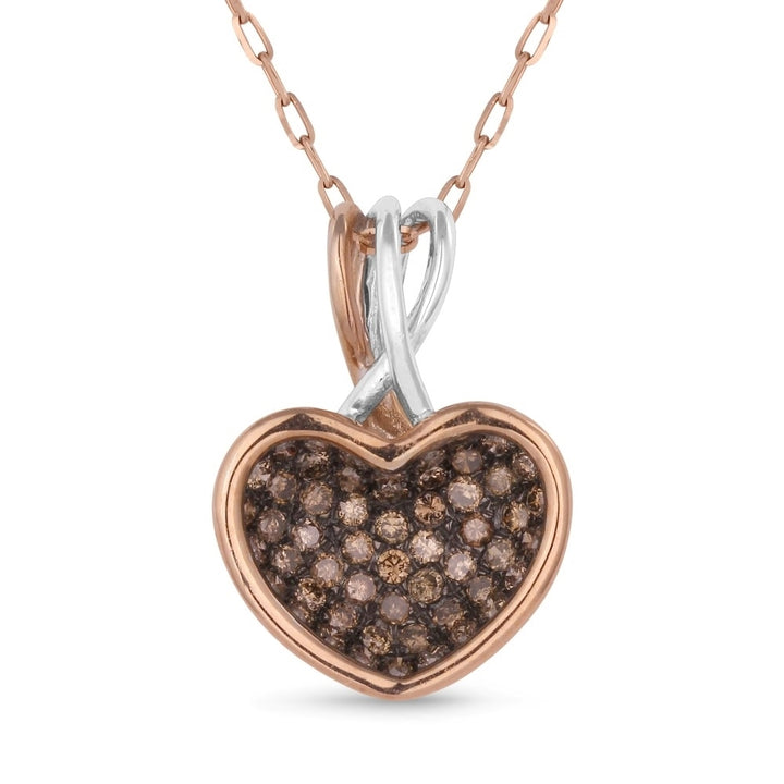 Madison L 14K Two Tone Gold Brown Diamond Heart Pendant - style DP5882