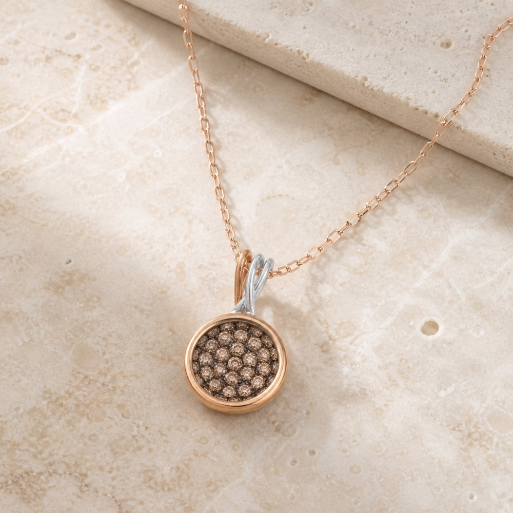 DP5883 - 14K Two Tone Gold Brown Diamond Pendant