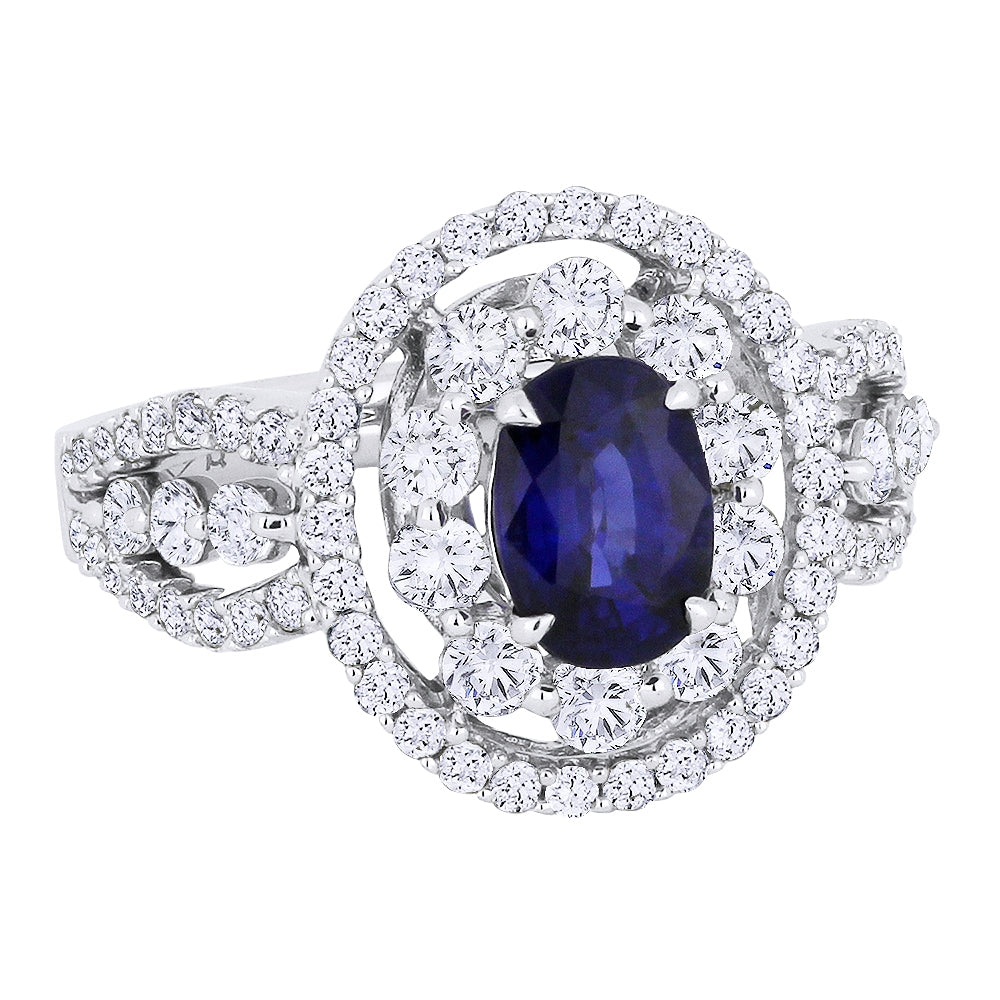 Madison L 18K White Gold Sapphire Oval Ring - style DR10037