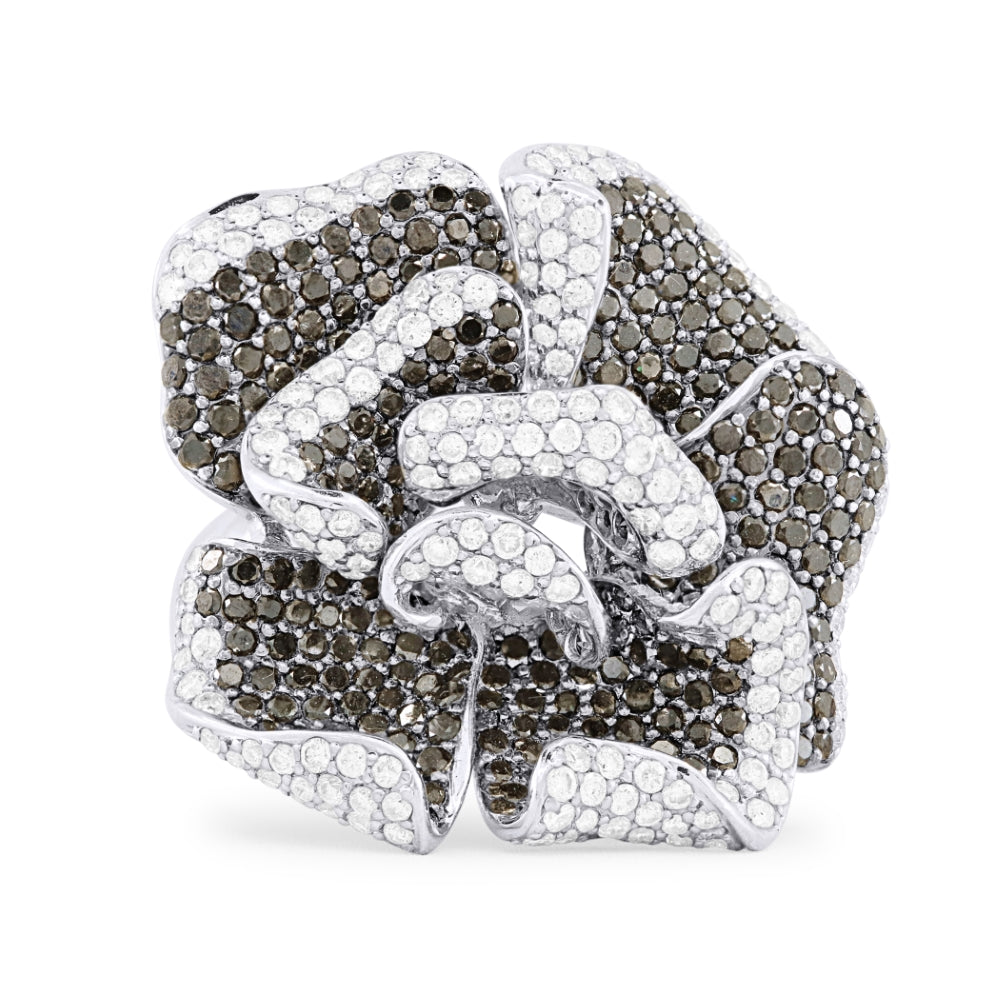 Madison L 18K White Gold Black Diamond Flower Ring - style DR10222