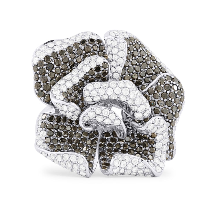 Madison L 18K White Gold Black Diamond Flower Ring - style DR10222