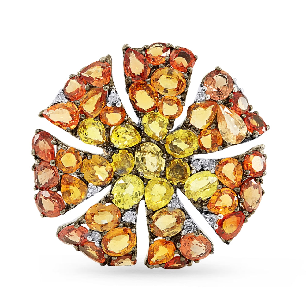 Madison L 18K White Gold Multi Colored Sapphire Cocktail Ring - style DR10828