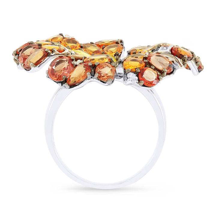 DR10828 - 18K White Gold Multi Colored Sapphire Cocktail Ring