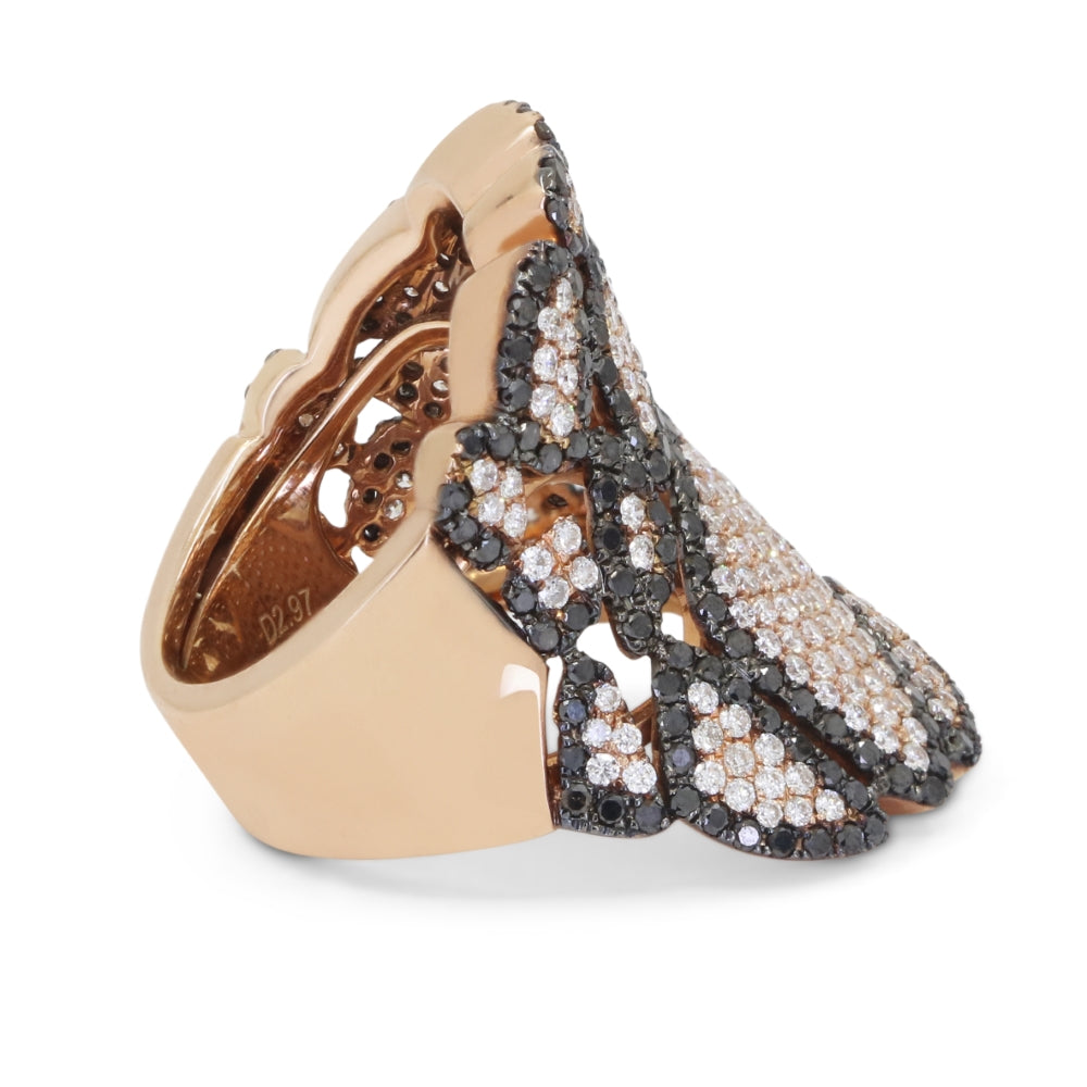 DR11489 - 18K Rose Gold Black Diamond Ring