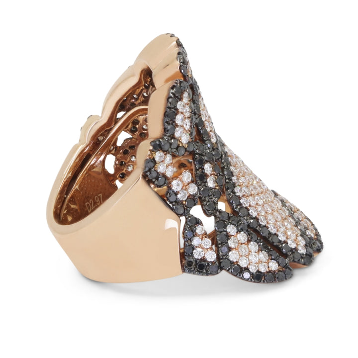 DR11489 - 18K Rose Gold Black Diamond Ring