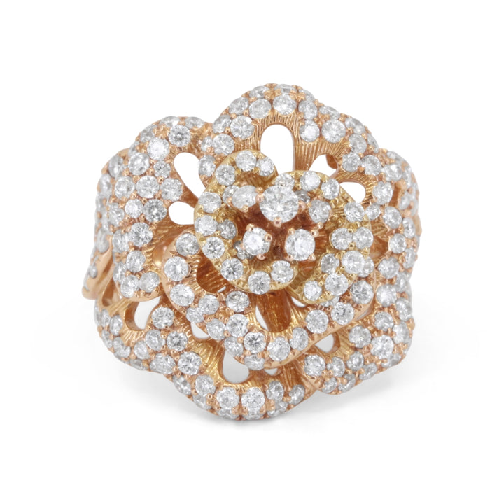 Madison L 18K Rose Gold Diamond Flower Ring - style DR11735