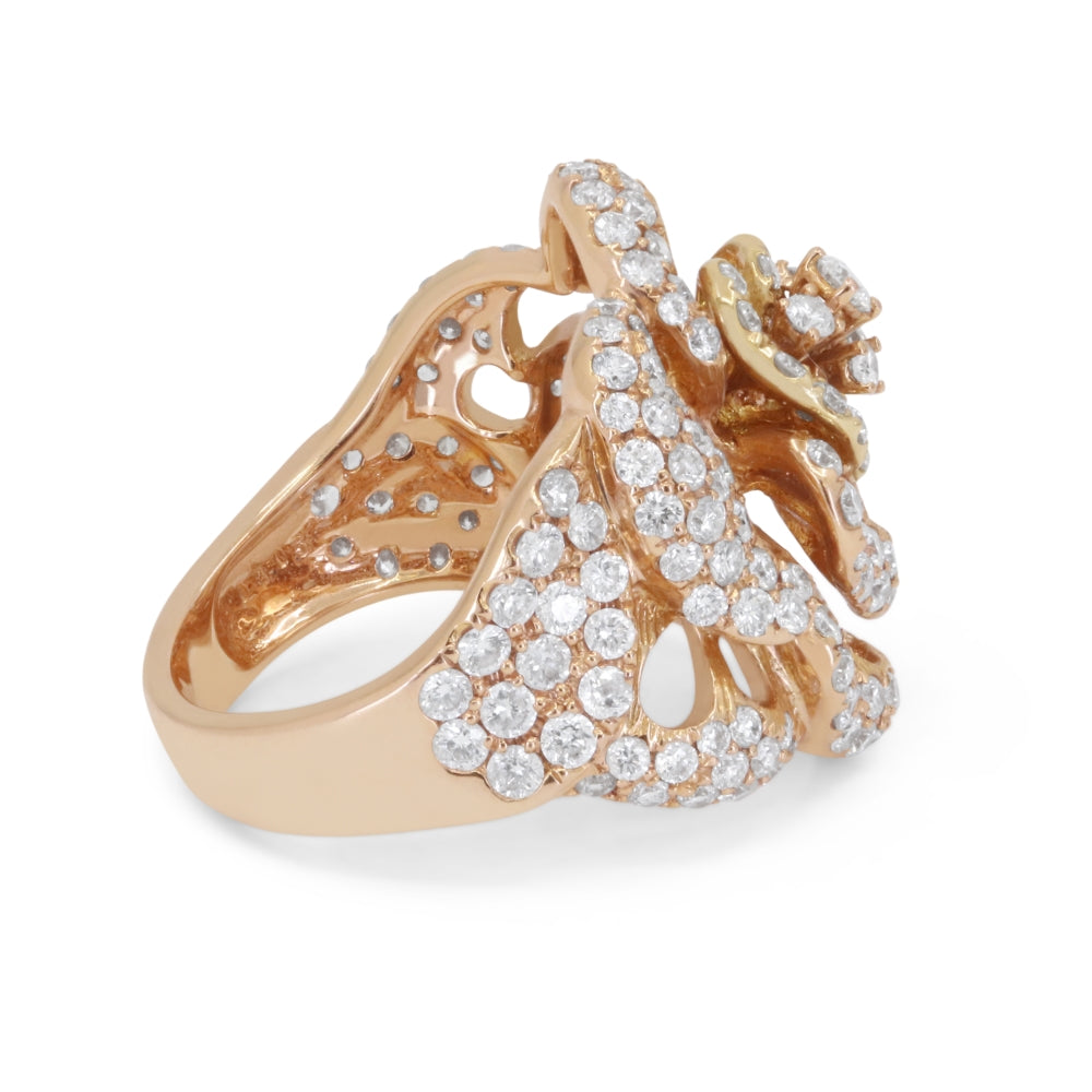 DR11735 - 18K Rose Gold Diamond Flower Ring