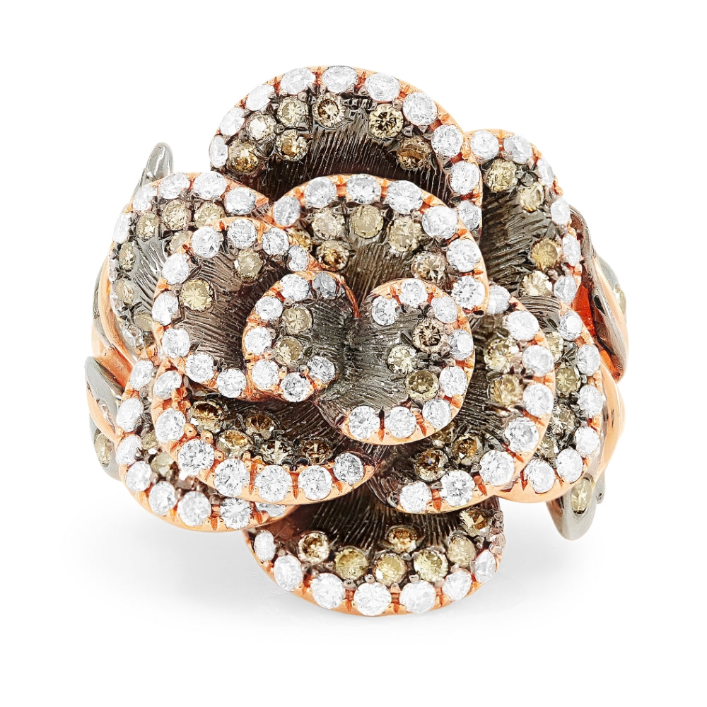 Madison L 18K Rose Gold Brown Diamond Flower Ring - style DR11995