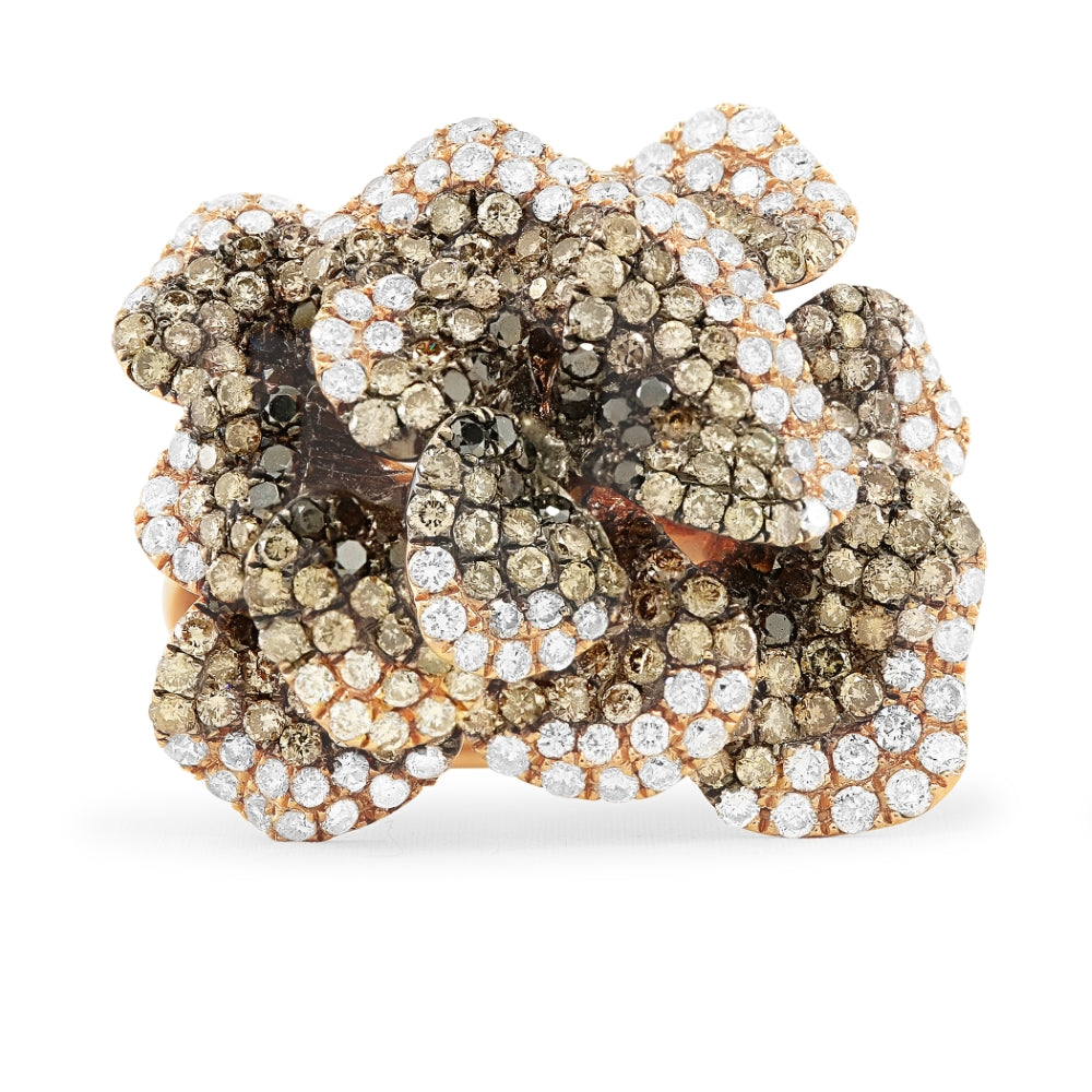 Madison L 18K Rose Gold Brown Diamond Flower Ring - style DR12027