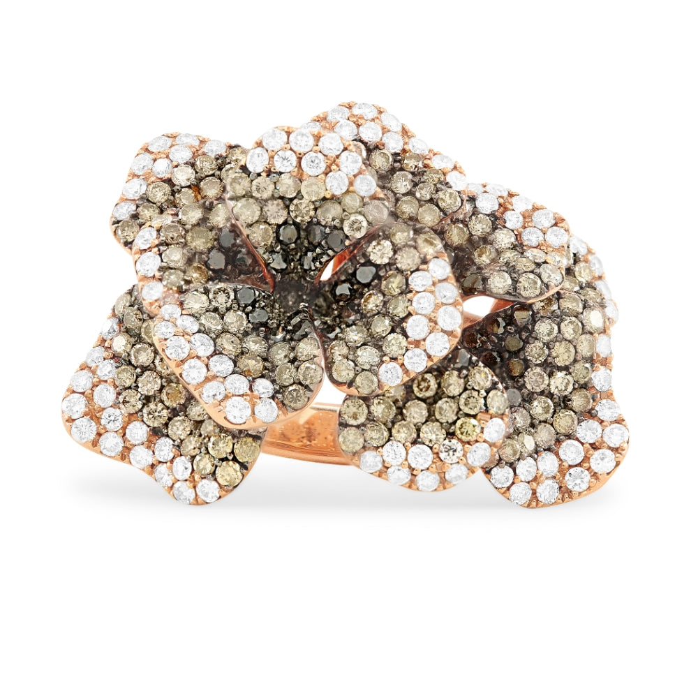 Madison L 18K Rose Gold Brown Diamond Flower Ring - style DR12028