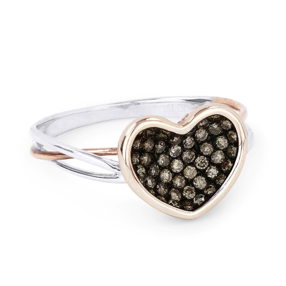Madison L 14K Two Tone Gold Brown Diamond Heart Ring - style DR12165