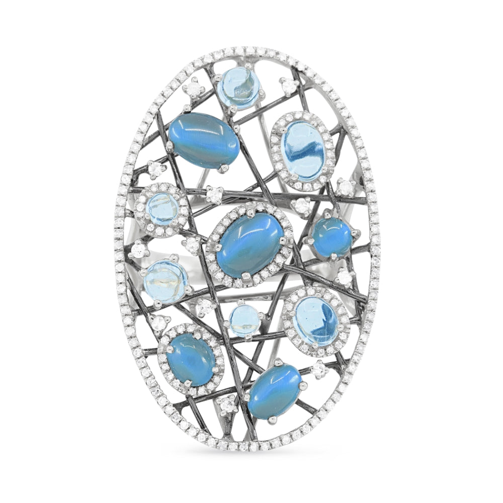 Madison L 14K White Gold Blue Agate Ring - style DR12402