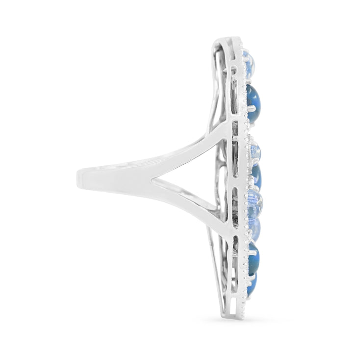 DR12402 - 14K White Gold Blue Agate Ring