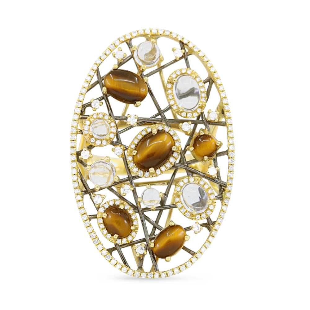Madison L 14K Yellow Gold Tigers Eye Ring - style DR12403