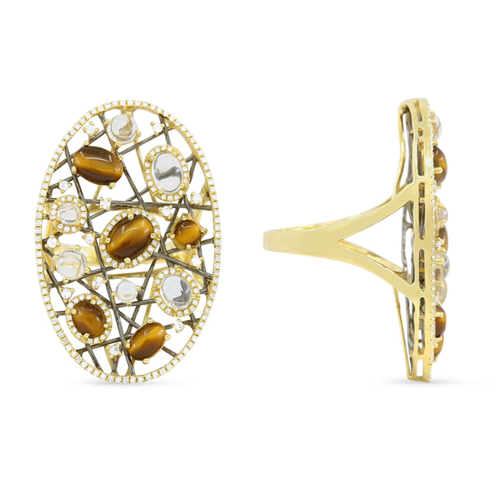 DR12403 - 14K Yellow Gold Tigers Eye Ring