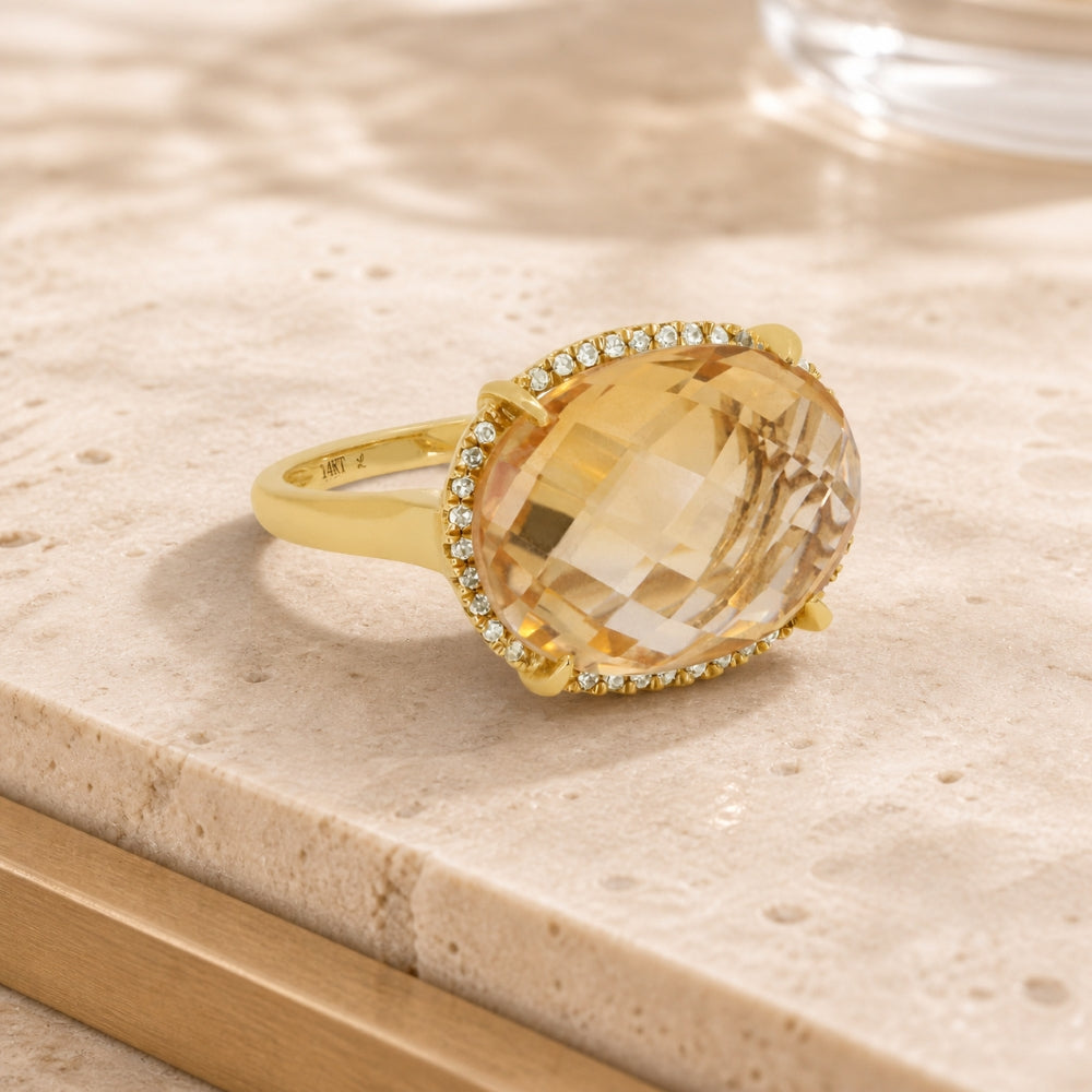 DR12449 - 14K Yellow Gold Citrine Ring