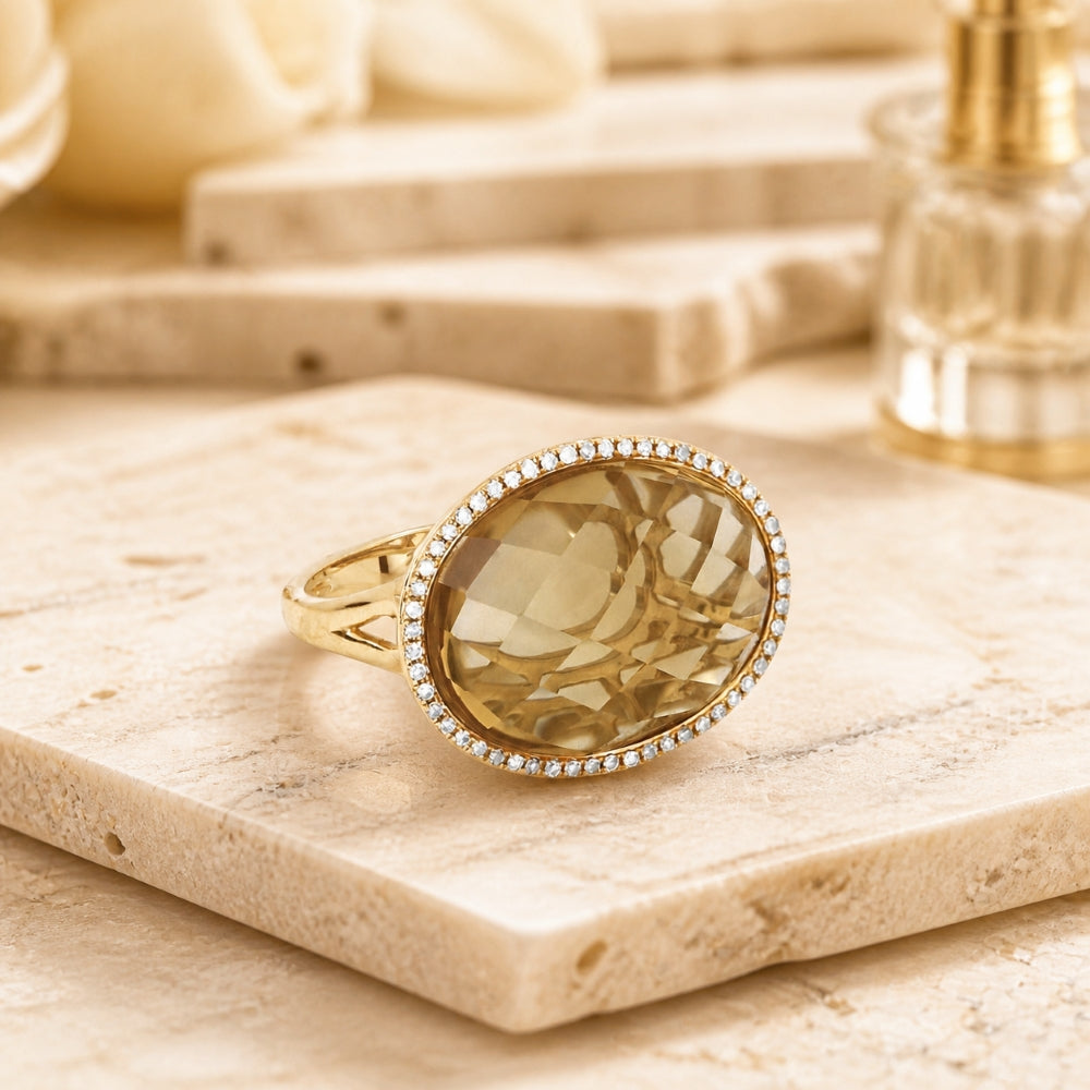 DR12622 - 14K Yellow Gold Citrine Ring