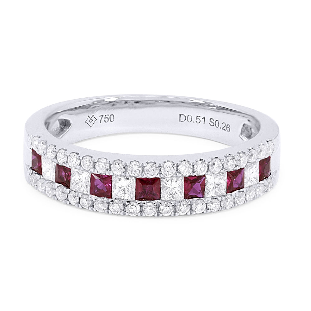 Madison L 18K White Gold Ruby Stackable Ring - style DR13451