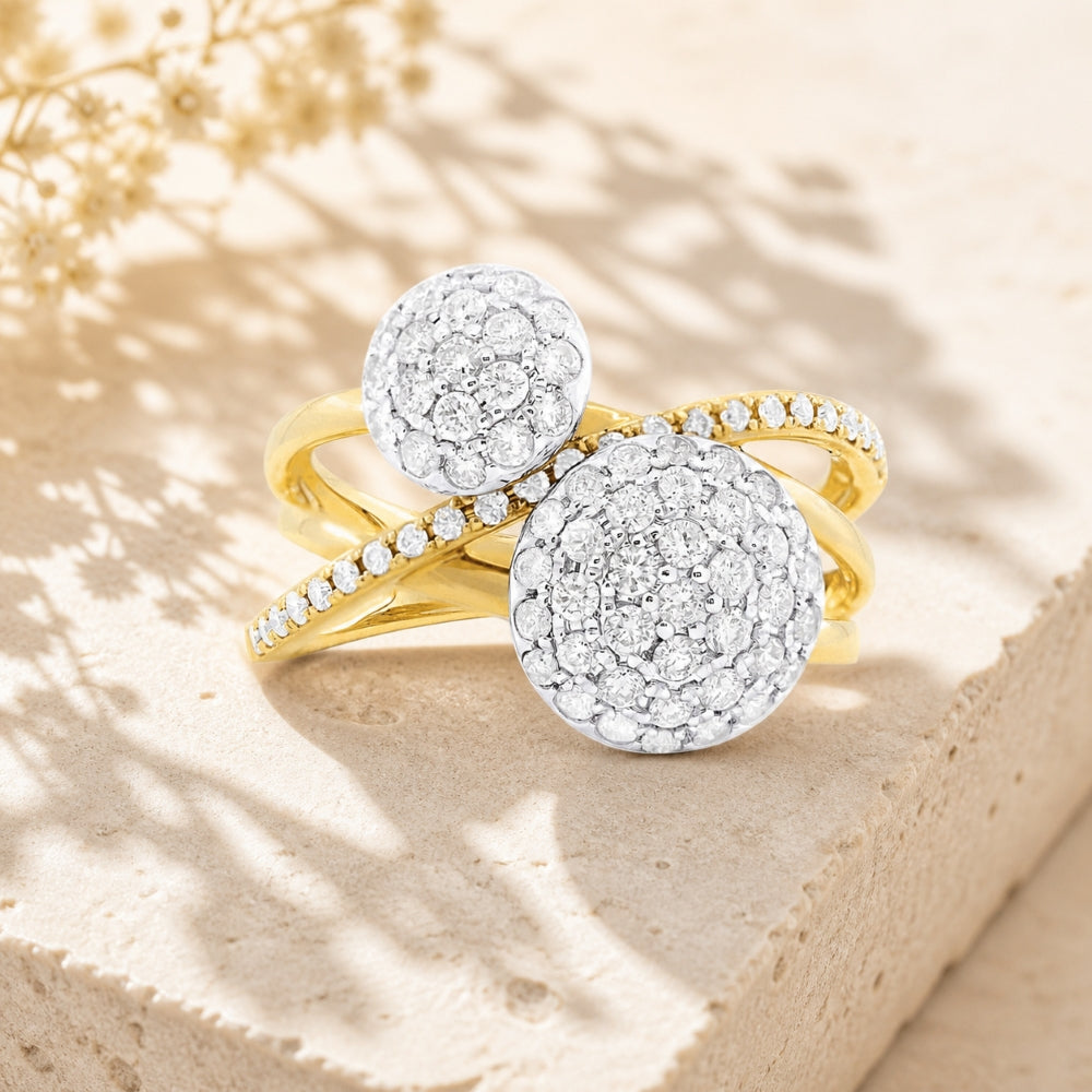 DR13703 - 14K Two Tone Gold Diamond Cocktail Ring