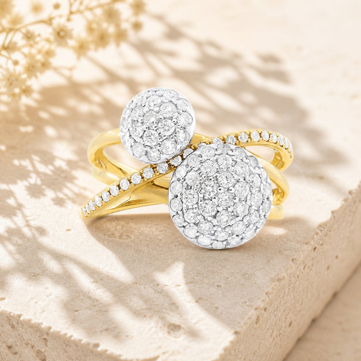 DR13703 - 14K Two Tone Gold Diamond Cocktail Ring