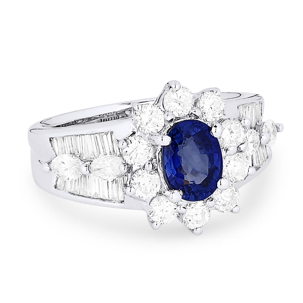 Madison L 18K White Gold Sapphire Flower Ring - style DR2043