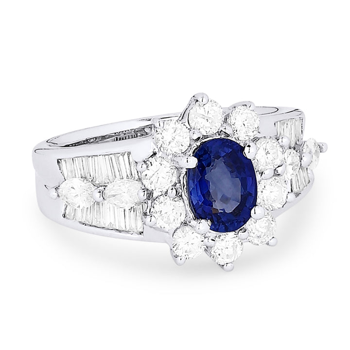Madison L 18K White Gold Sapphire Flower Ring - style DR2043