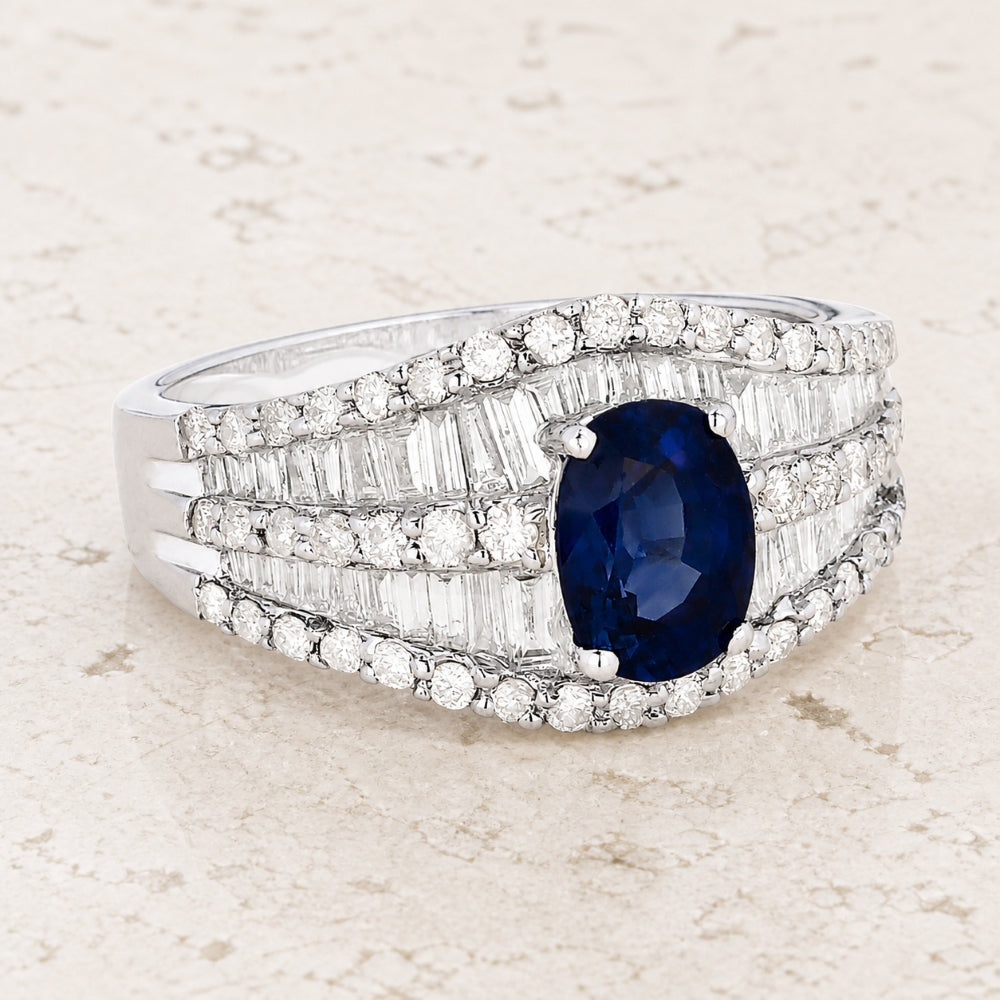 DR8455 - 18K White Gold Sapphire Ring