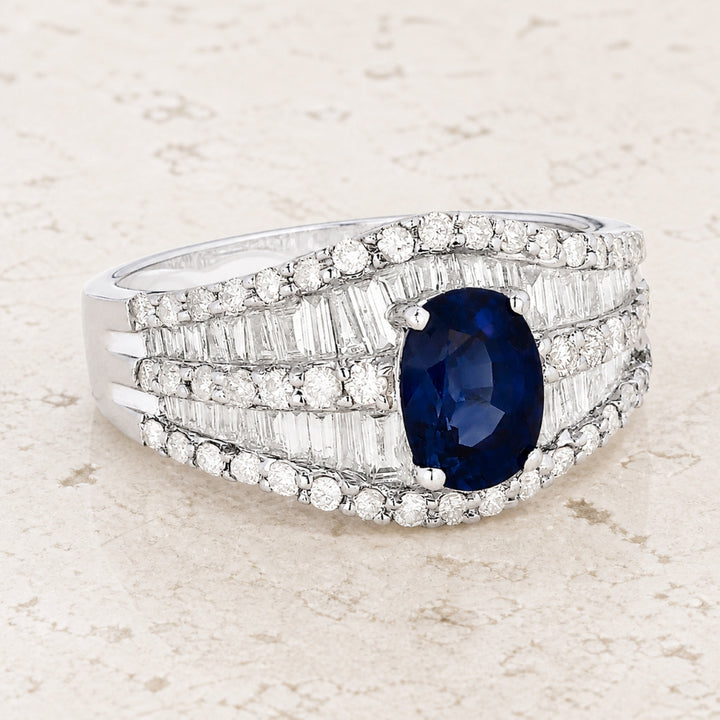 DR8455 - 18K White Gold Sapphire Ring