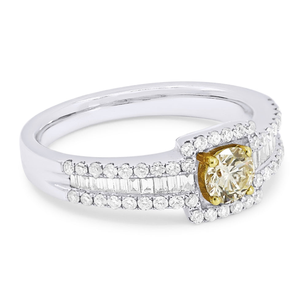 DR8979 - 18K White Gold Yellow Diamond Ring