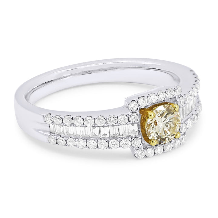 DR8979 - 18K White Gold Yellow Diamond Ring
