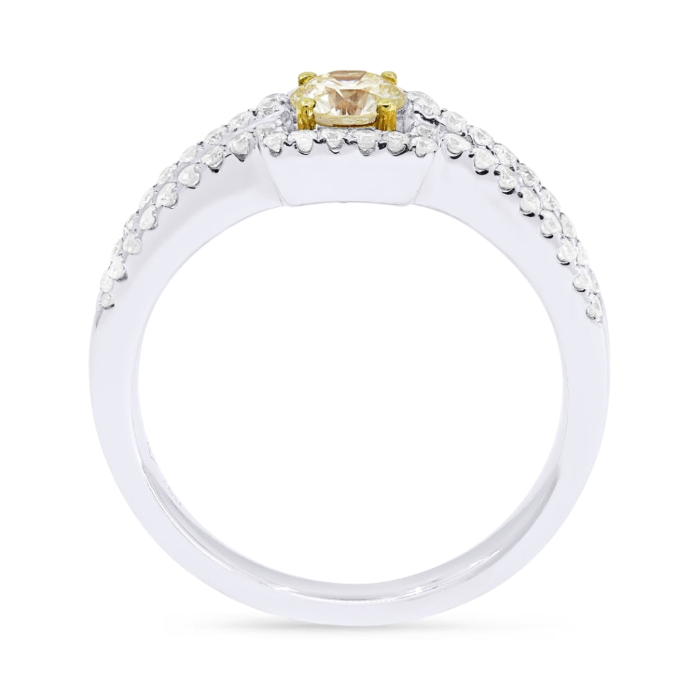 DR8979 - 18K White Gold Yellow Diamond Ring
