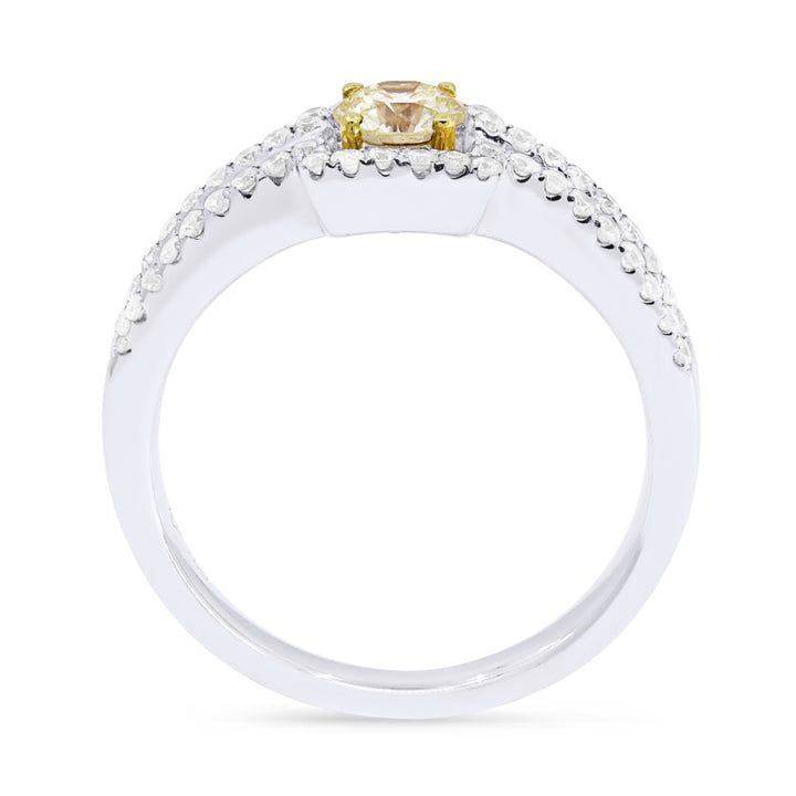 DR8979 - 18K White Gold Yellow Diamond Ring