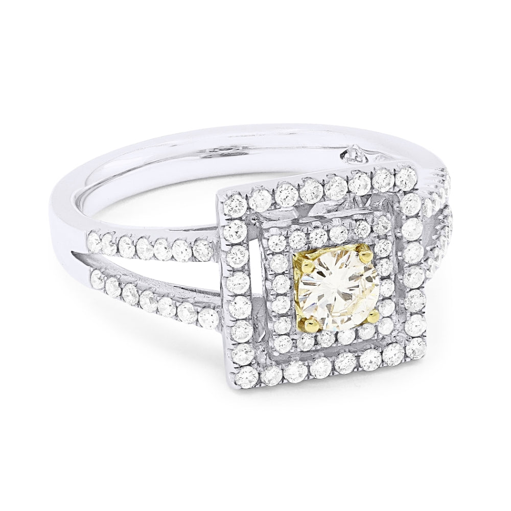 DR9196 - 18K White Gold Yellow Diamond Ring