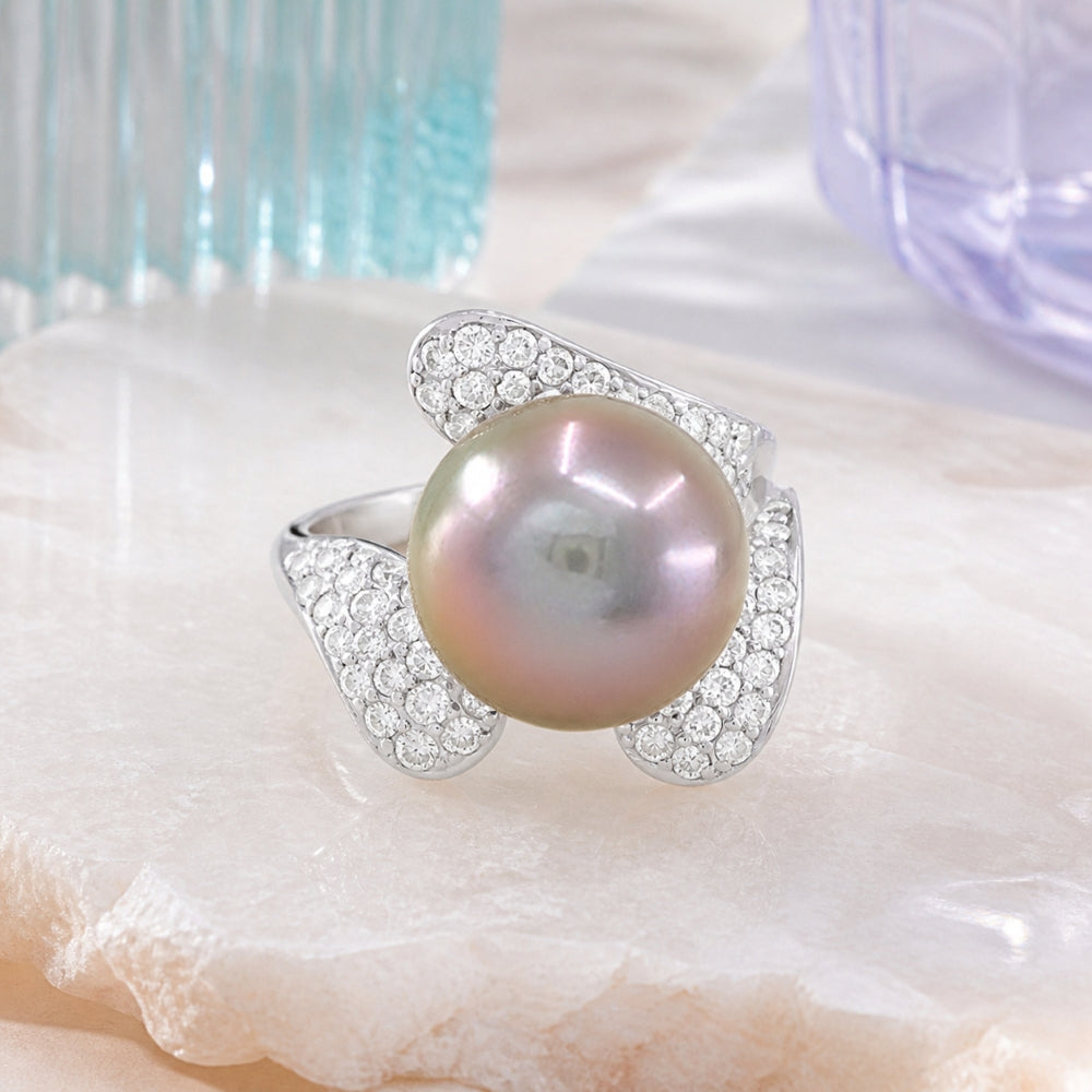 DR9847 - 18K White Gold Pearl Ring