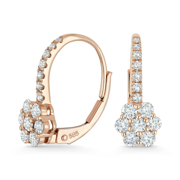 Madison L 14K Rose Gold Diamond Cluster Drop Earrings - style E1005P