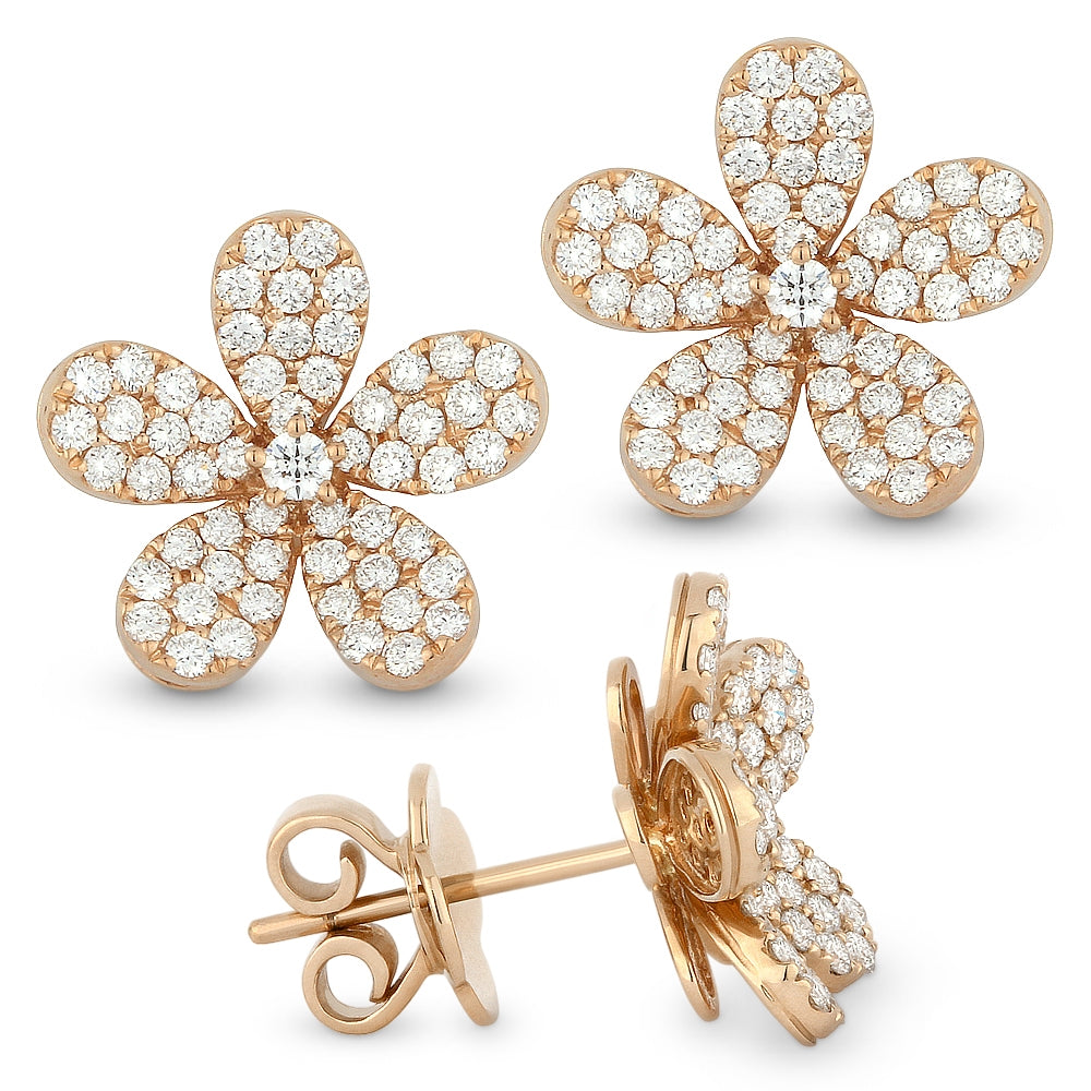 Madison L 14K Rose Gold Diamond Flower Stud Earrings - style E1012P
