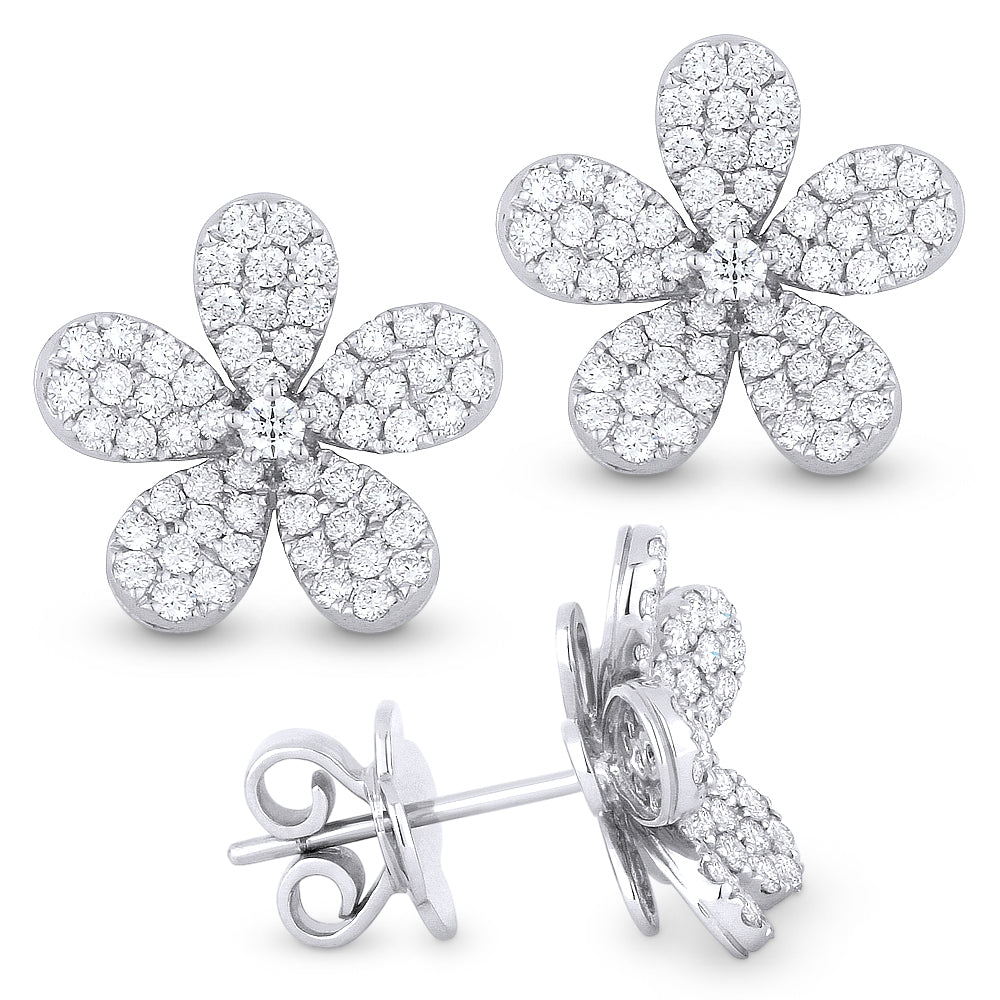 Madison L 14K White Gold Diamond Flower Stud Earrings - style E1012W