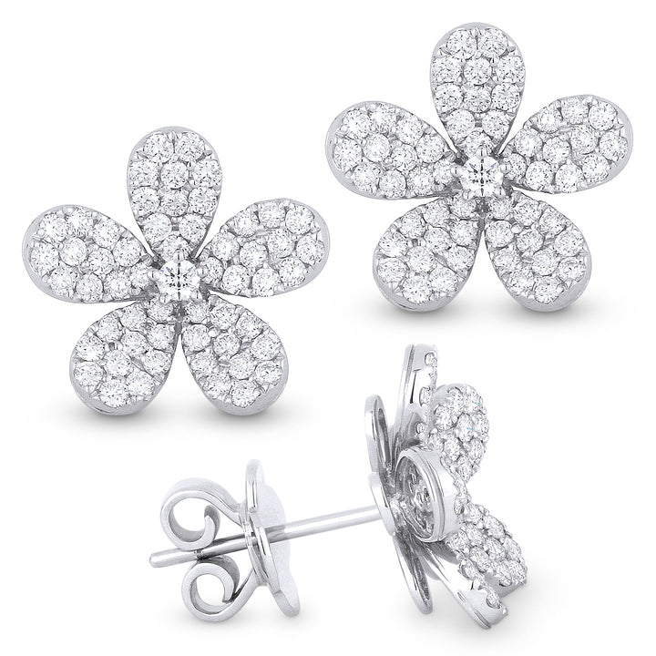 Madison L 14K White Gold Diamond Flower Stud Earrings - style E1012W