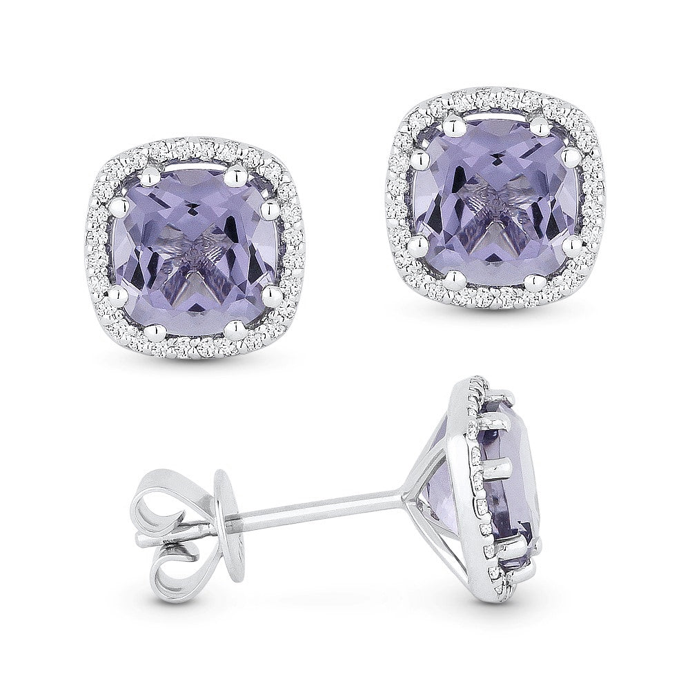 Madison L 14K White Gold Created Alexandrite Cushion Stud Earrings - style E1022AXW