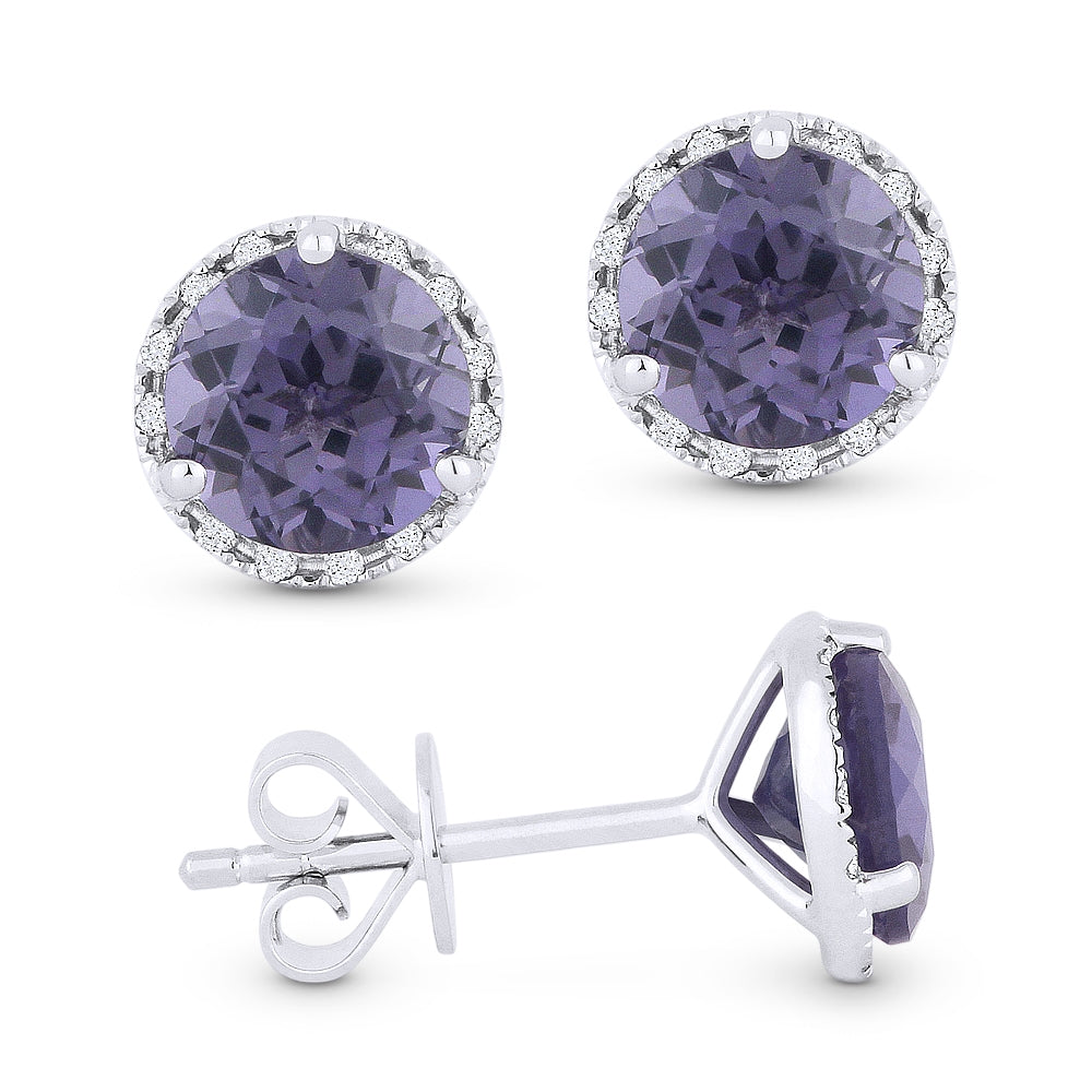 Madison L 14K White Gold Created Alexandrite Round Stud Earrings - style E1023AXW