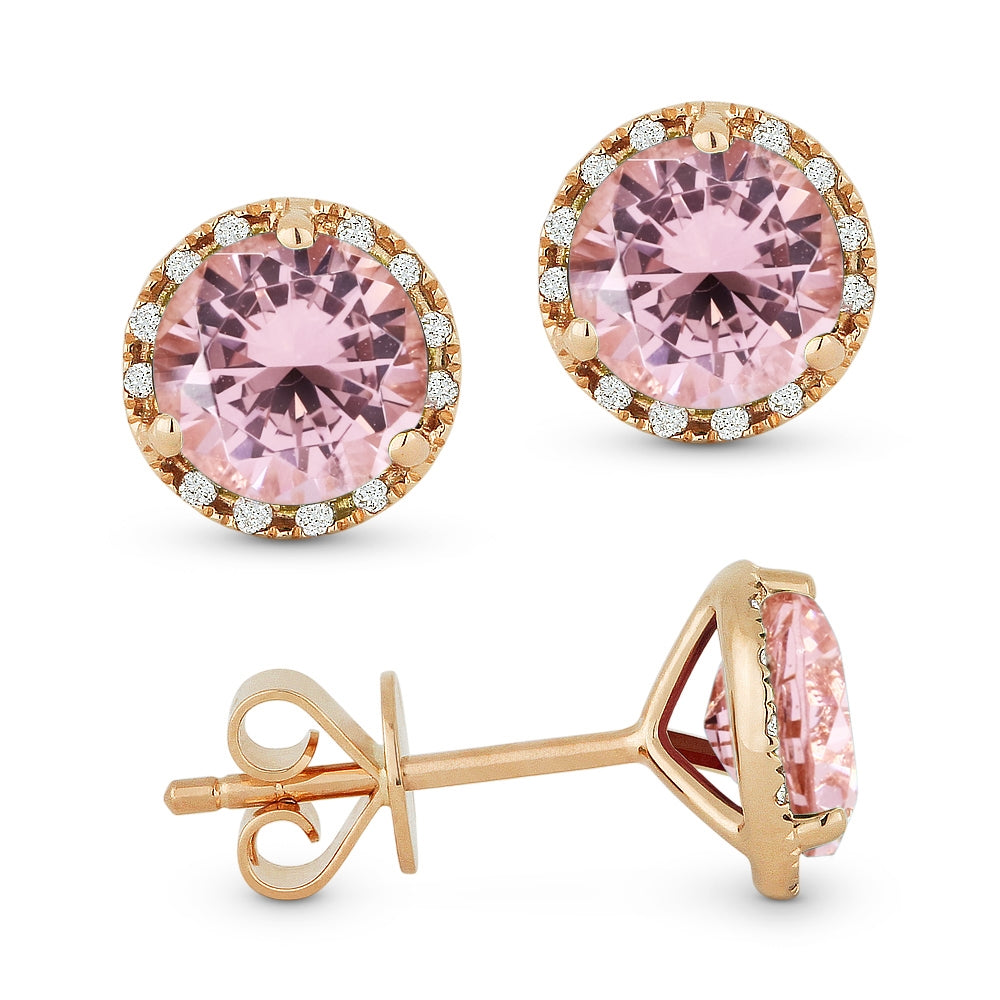 Madison L 14K Rose Gold Created Morganite Round Stud Earrings - style E1023CMGP