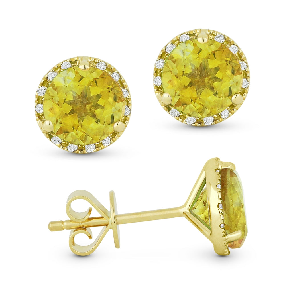 Madison L 14K Yellow Gold Citrine Round Stud Earrings - style E1023CTY