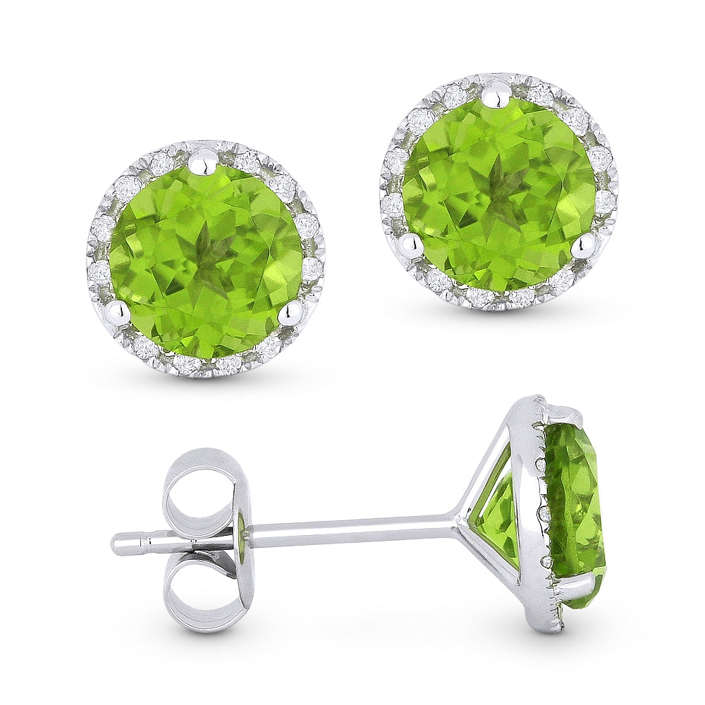 Madison L 14K White Gold Peridot Round Stud Earrings - style E1023PRW