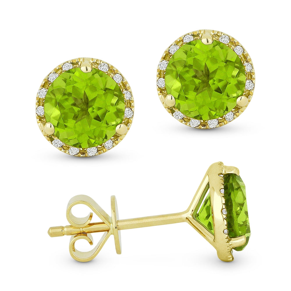 Madison L 14K Yellow Gold Peridot Round Stud Earrings - style E1023PRY