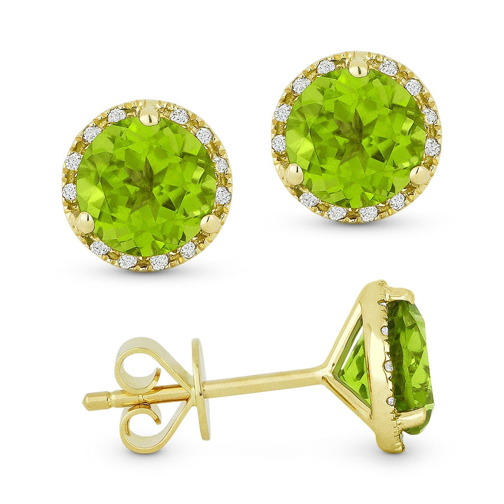 Madison L 14K Yellow Gold Peridot Round Stud Earrings - style E1023PRY