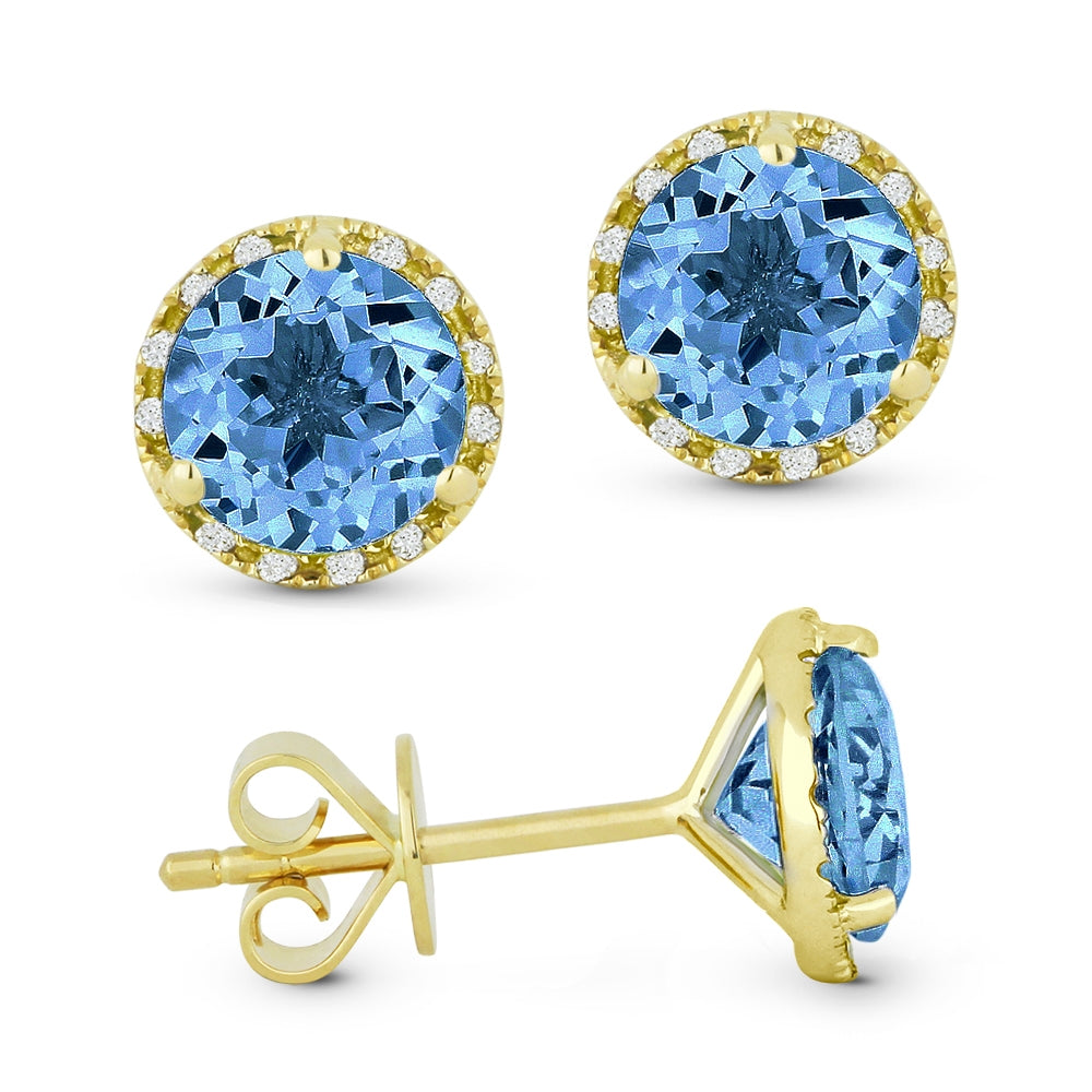 Madison L 14K Yellow Gold Swiss Blue Topaz Round Stud Earrings - style E1023SWBTY